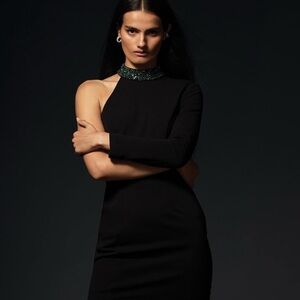 Zac Posen One Shoulder Crystal Beaded Mini Dress